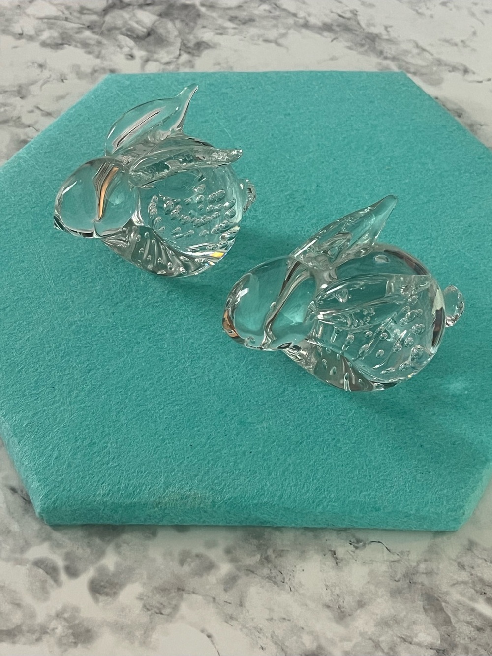 Pair of Clear Glass Crystal Bunny Rabbit Figurines – EUC